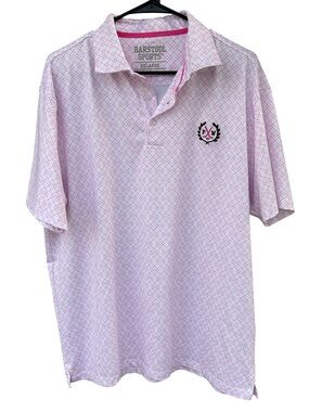Barstool Pink Whitney Men’s Golf Polo - Pink and White - Size 2XL